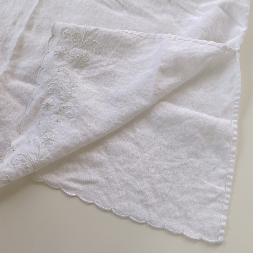 Studio West Women's Cream Ivory White 100% LINEN Embroidered Skirt Size LARGE - Picture 4 of 7